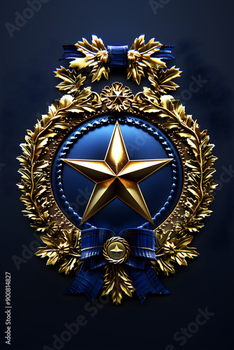 Prestigious Golden Star Badge for Exemplary Achievement and Honor photo