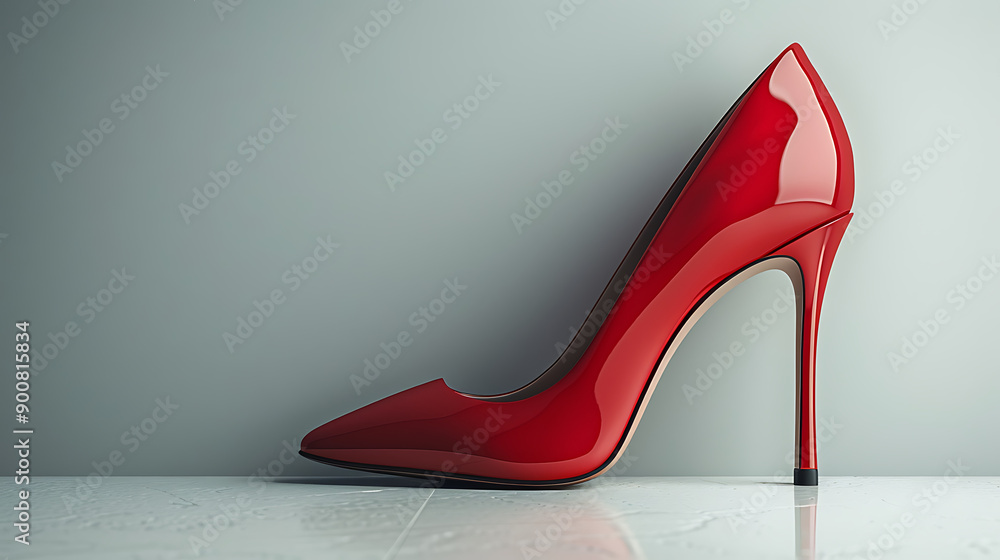 Red high heel shoe on the floor. 3d render illustration Red high heel shoe on the floor. 3d render illustration