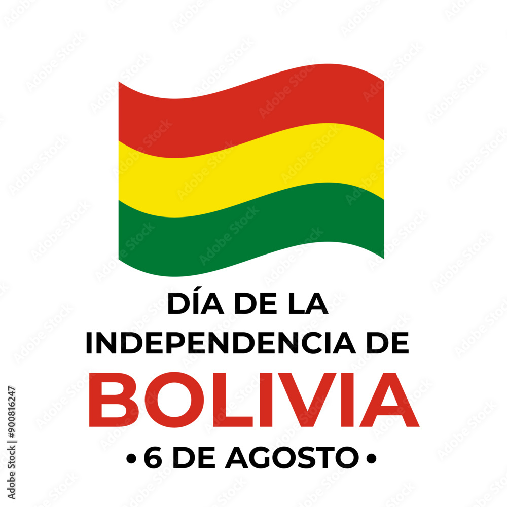 Obraz premium Bolivia Independence Day typography poster in Spanish. National holiday celebrated on August 6. Vector template for banner, greeting card, flyer, etc.