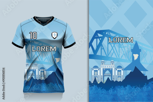 Sports jersey and t-shirt template sports jersey design vector. Sports design for football, racing, gaming jersey. Vector.