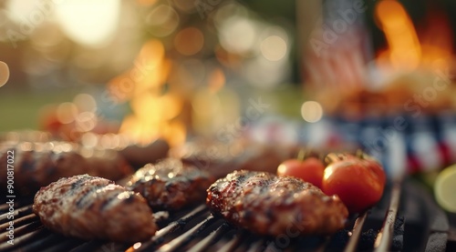 Grilled Burgers at a Summer Gathering