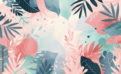 Pink and Blue Watercolor Floral Pattern