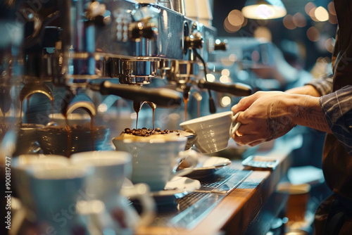 Wallpaper Mural "Barista Preparing Coffee: Working on Orders in a Café" Torontodigital.ca