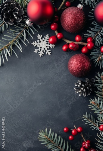 Christmas Decorations on Black Background