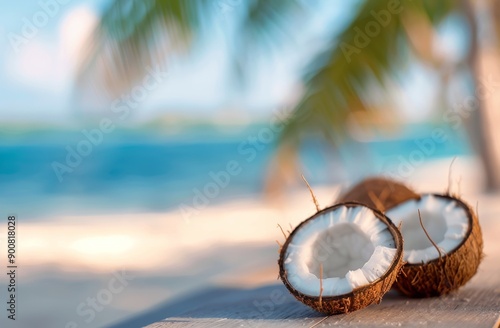 Coconut on a Tropical Beach