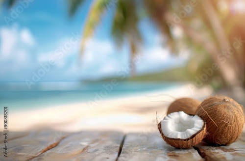Coconuts on a Beach