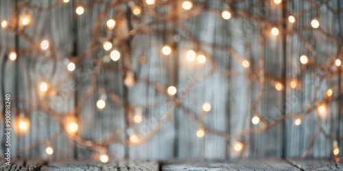 Wooden Table With String Lights