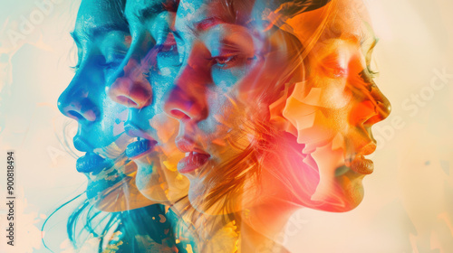 Artistic Triple Exposure Portrait of a Woman.