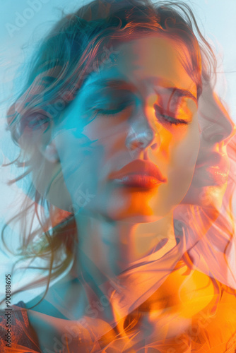 Artistic Triple Exposure Portrait of a Woman.