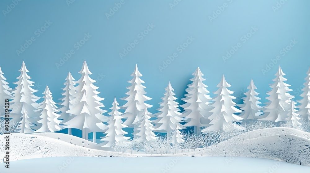 Tranquil Winter Wonderland Snow Covered Pines and Serene Sky Tranquil Winter Wonderland Snow Covered Pines and Serene Sky