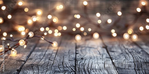 Wooden Table With String Lights
