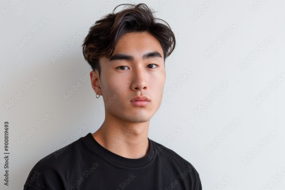 Young Handsome Korean Man Against a White Background Young Handsome Korean Man Against a White Background