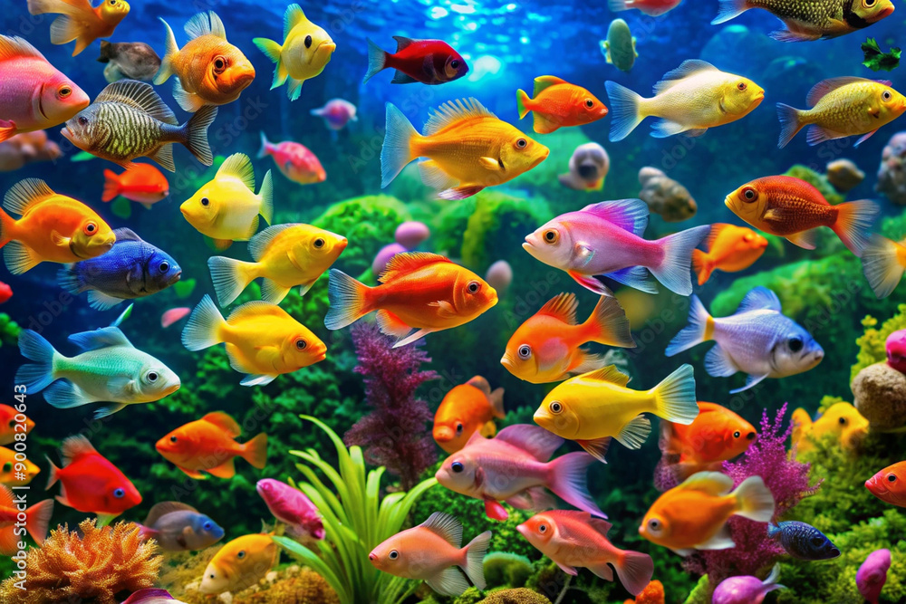 Colorful and vibrant aquarium fish life design Colorful and vibrant aquarium fish life design