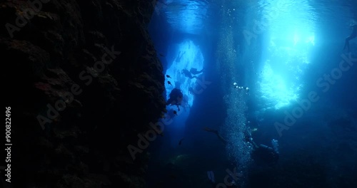 Wallpaper Mural cave diving underwater ocean scenery sun beams and rays nice light background Torontodigital.ca