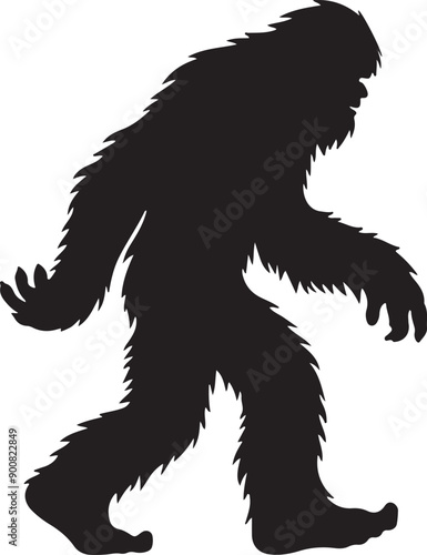 Bigfoot yeti vector silhouette isolated on white background