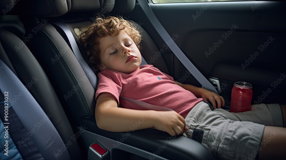 an adorable baby sleeping in the backseat with his head resting on the car seat cushion an adorable baby sleeping in the backseat with his head resting on the car seat cushion