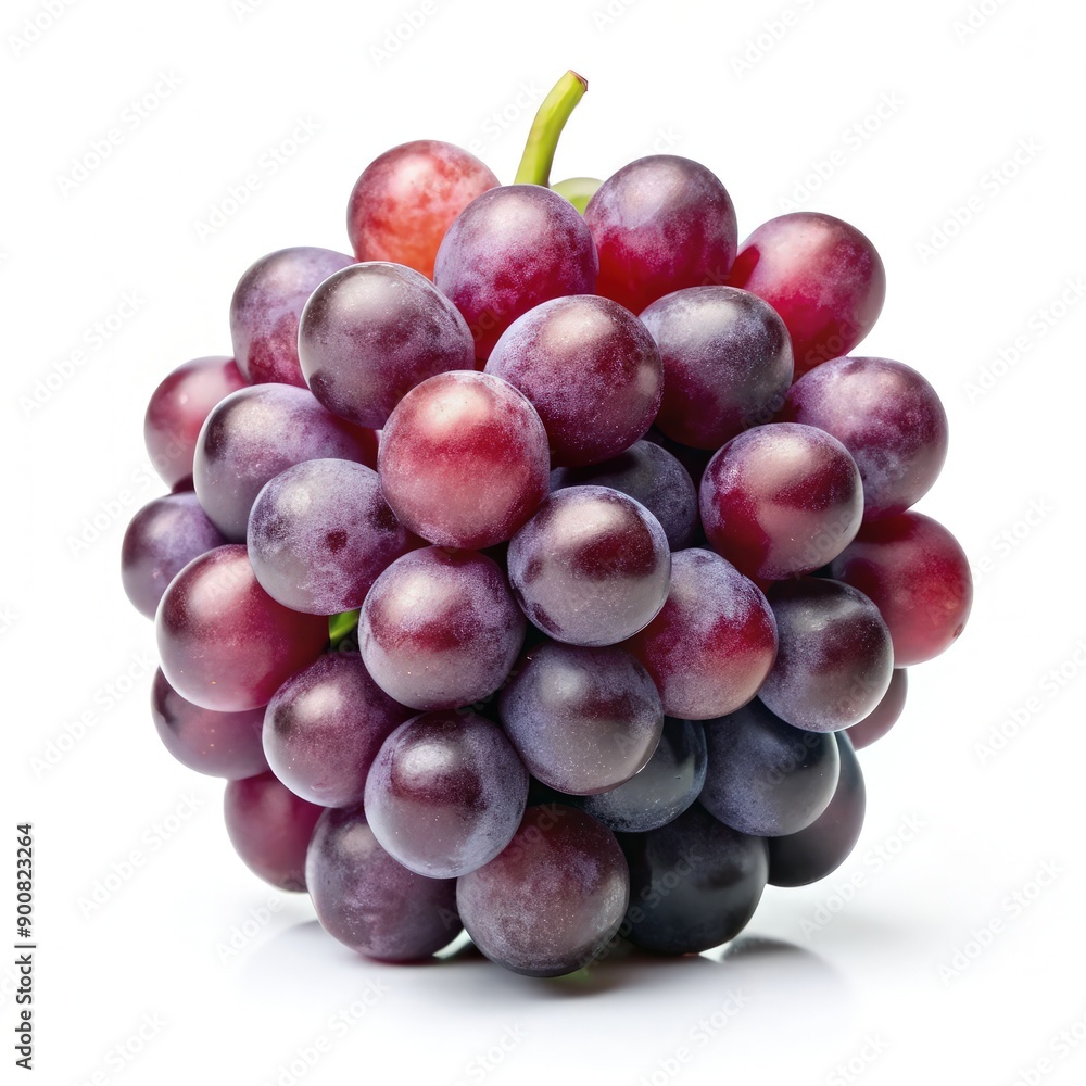 Close-Up View of a Cluster of Ripe Grapes on a White Background Illuminated by Natural Light. Generative AI Close-Up View of a Cluster of Ripe Grapes on a White Background Illuminated by Natural Light. Generative AI