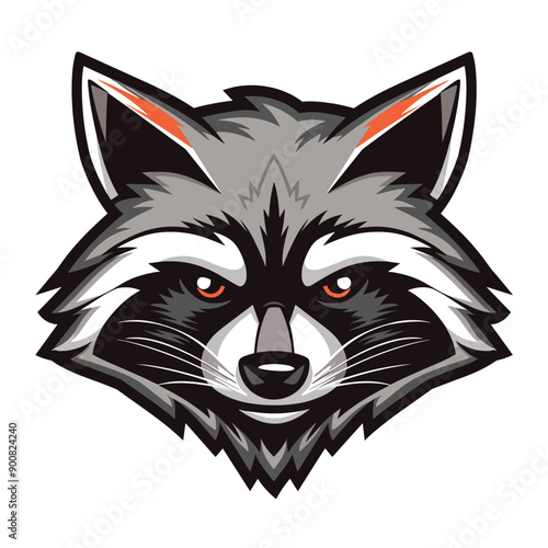 Raccoon vector mascot logo design with modern illustration concept style for badge, emblem and tshirt printing. Raccoon illustration for sport and esport team logotype. Raccoon sticker