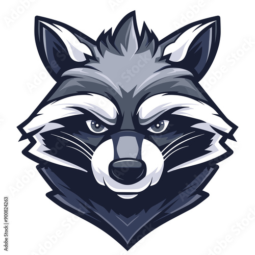 Raccoon vector mascot logo design with modern illustration concept style for badge, emblem and tshirt printing. Raccoon illustration for sport and esport team logotype. Raccoon sticker