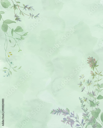Floral watercolor background. Hand drawn illustration. Vector EPS.