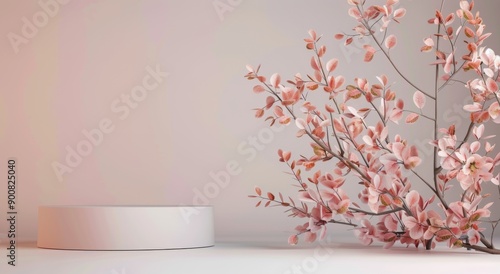 White Platform With Tropical Foliage