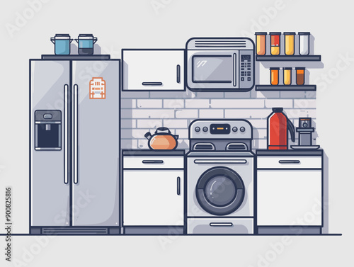 Household appliances in the kitchen. Vector illustration in flat style