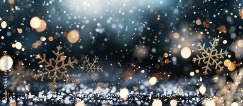 Golden Snowflake Winter Background