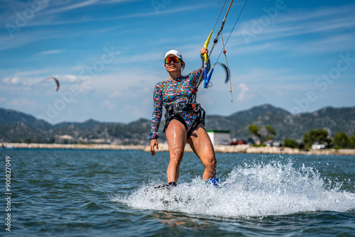 Canvas Print kite surfing in the sea, Neretva, Croatia