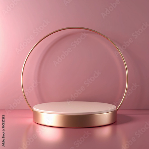 Pink Display Stand with Gold Ring