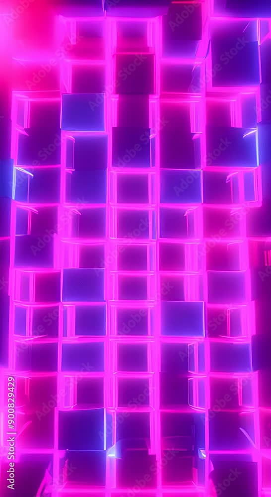 A video of a pattern of glowing squares with pink and blue neon lights 4k animation A video of a pattern of glowing squares with pink and blue neon lights 4k animation