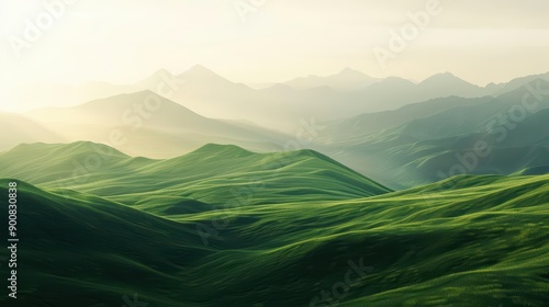 Ethereal hills with special effect depicted in an ultramodern and supernatural scene with sunlight filtering through