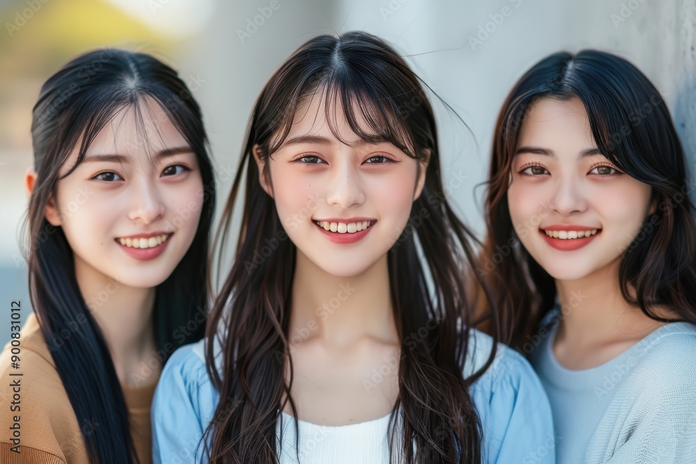 アイドル活動をしている日本人の3人の女の子(女子高生・キャンパスライフ・推し活・読者モデル) アイドル活動をしている日本人の3人の女の子(女子高生・キャンパスライフ・推し活・読者モデル)