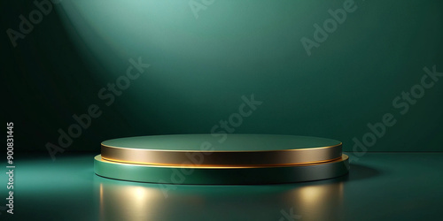 Elegant Green Pedestal with Gold Trim