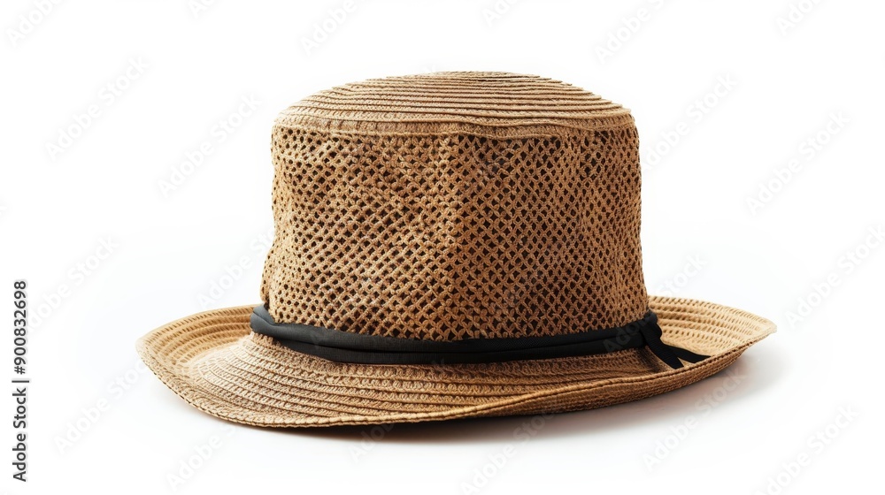 This image features a straw hat with a breathable mesh top design and a black band, ideal for ventilation and comfort during hot days, combining style with practicality. This image features a straw hat with a breathable mesh top design and a black band, ideal for ventilation and comfort during hot days, combining style with practicality.