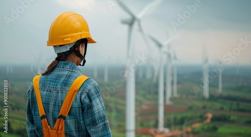 Workers Inspecting Wind Turbines
