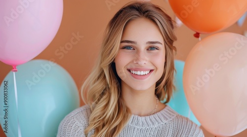 Woman Smiling With Balloons