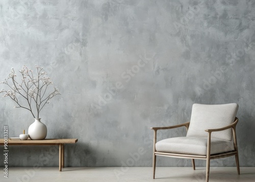Minimalist Living Room With Concrete Wall