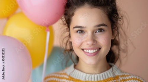 Woman Smiling With Balloons
