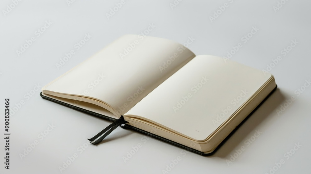 A notebook opened to blank pages, complete with a black ribbon marker. It sits on a neutral surface, ready to capture ideas, notes, or sketches, representing potential and inspiration. A notebook opened to blank pages, complete with a black ribbon marker. It sits on a neutral surface, ready to capture ideas, notes, or sketches, representing potential and inspiration.