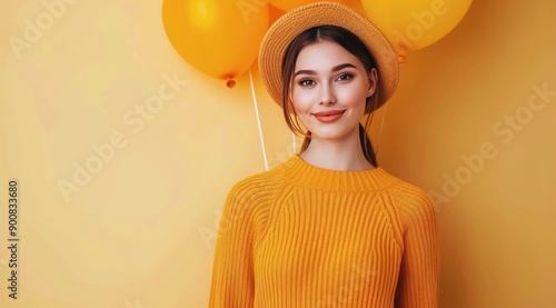 Woman in Orange Sweater and Hat Smiling