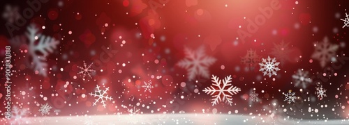 Red Background With Snowflakes