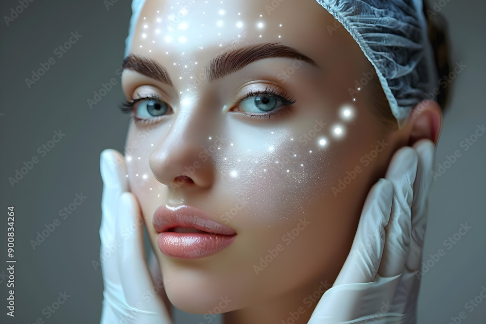 Stunning beauty portrait, flawless complexion, glowing skin, aesthetic treatments, emotional connection, skincare industry insights, targeted marketing opportunities, striking visuals Stunning beauty portrait, flawless complexion, glowing skin, aesthetic treatments, emotional connection, skincare industry insights, targeted marketing opportunities, striking visuals