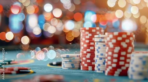 Casino Poker Chips on a Table