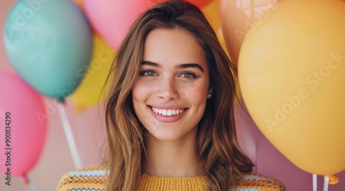 Woman Smiling With Balloons
