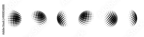 Dotted halftone 3D sphere. perspective halftone gradient texture globe
