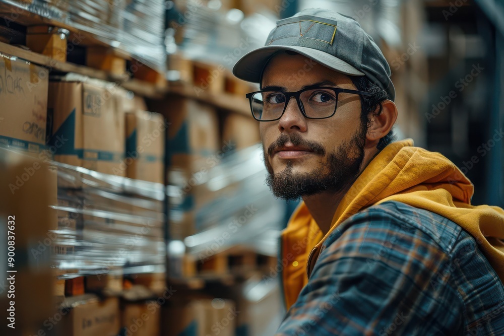 Warehouse worker packing orders Warehouse worker packing orders