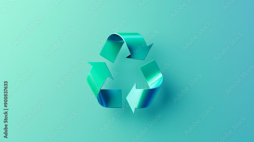 Light blue-green gradient background, recycling logo Light blue-green gradient background, recycling logo