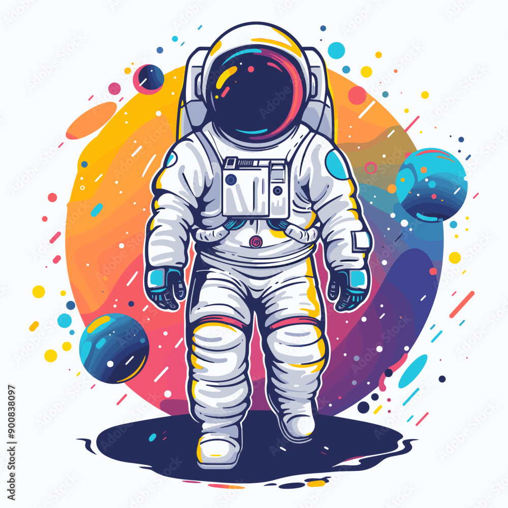 Astronaut in outer space. Vector illustration for your design Astronaut in outer space. Vector illustration for your design