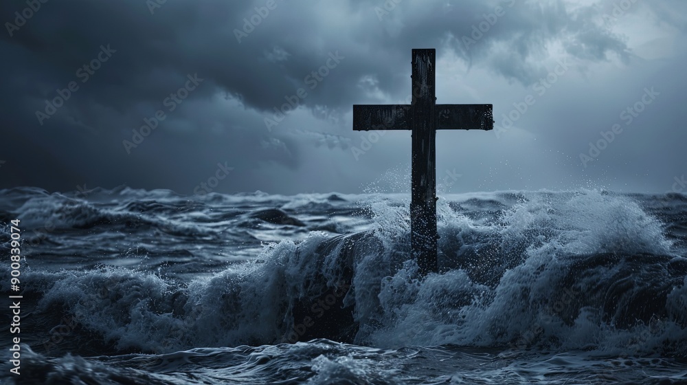 Solitary Cross Amidst the Fury of Stormy Seas Solitary Cross Amidst the Fury of Stormy Seas