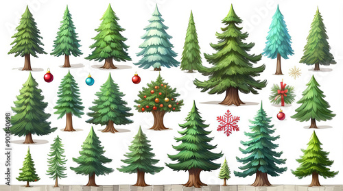 a bunch of different types of christmas trees